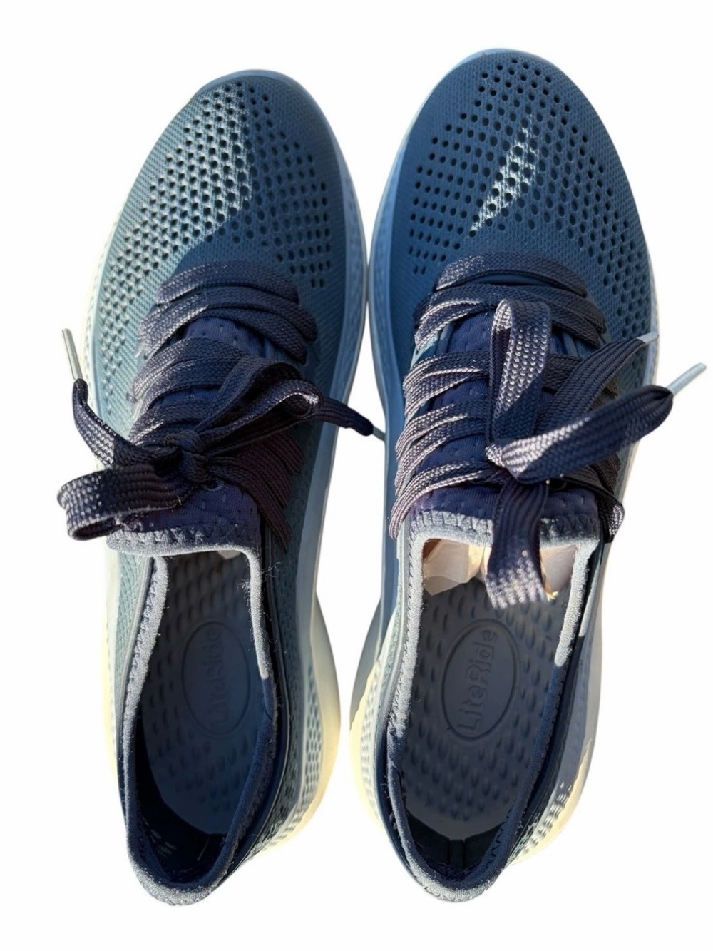 Crocs Literide Pacer navy and blue-grey lightweight sneakers Sz 7 - Picture 6 of 9